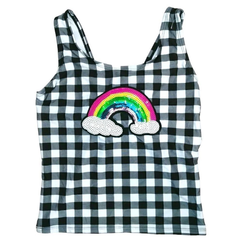 Girls' Rainbow Applique Sequin Tankini Bikini Top - Cat & Jack
Black Xs 4-5